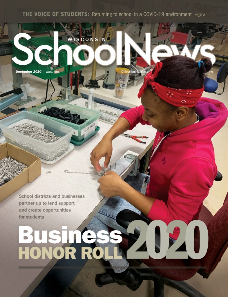 Image of the December 2020 Cover of the Wisconsin School News